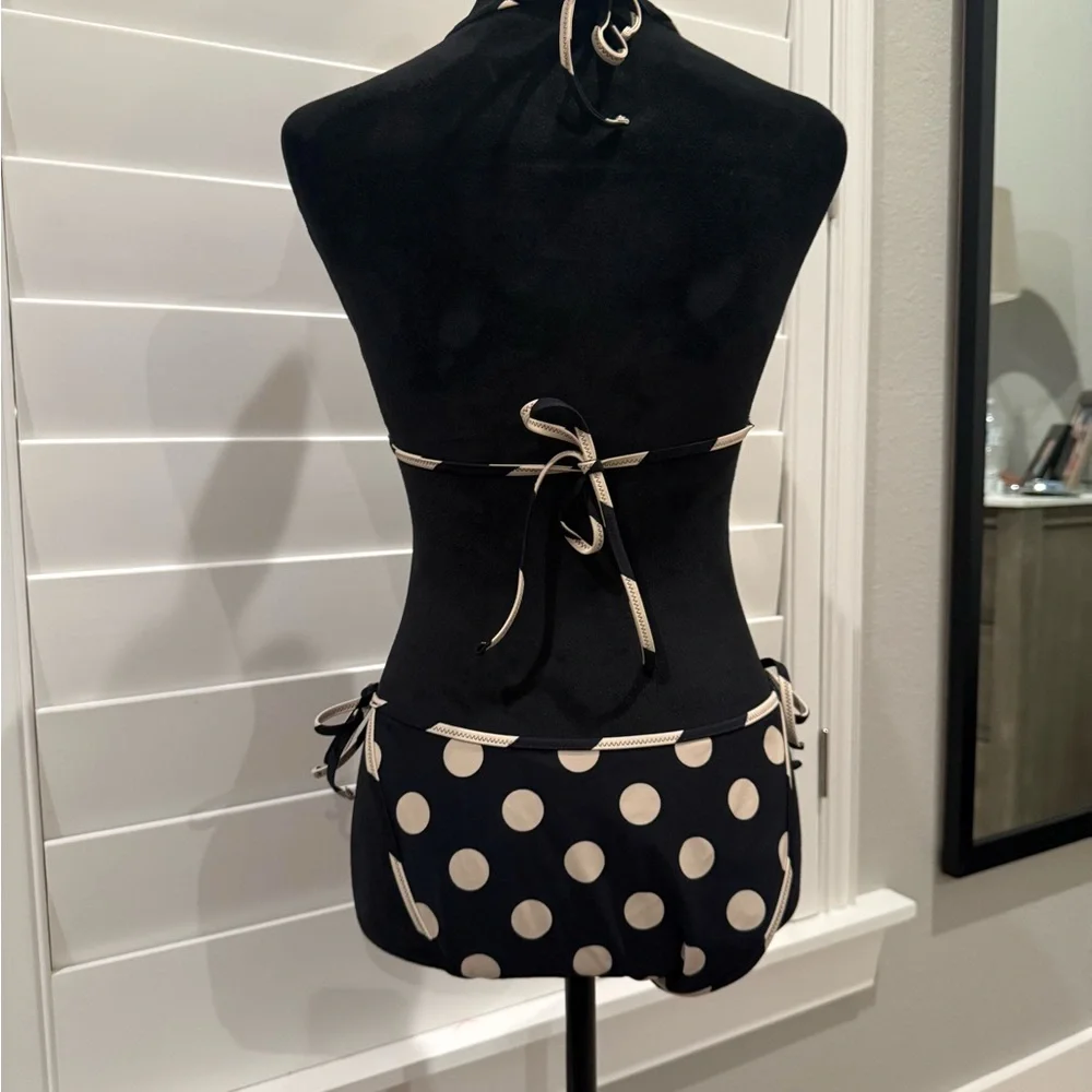 NEW J Crew Black and Cream Striped and Polka Dot Reversible Bikini - Picture 3 of 4